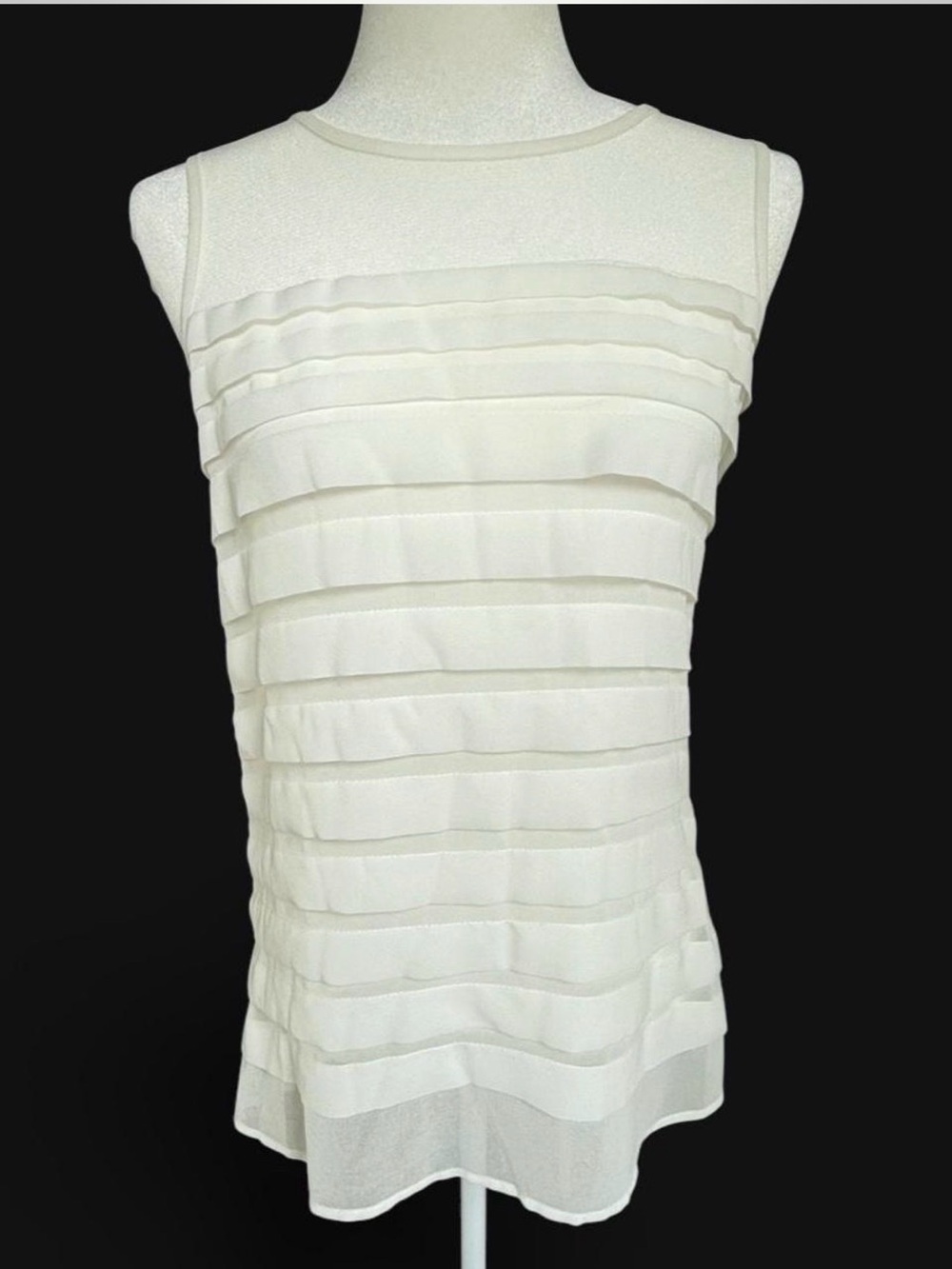 Sleeveless White Layered Ruffle Front Top